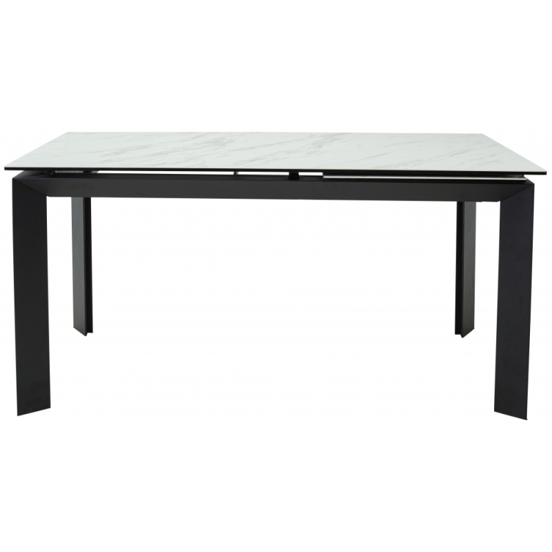 Стеклянный стол Cremona 140 KL-99 белый мрамор матовый / итальянская керамика / черный