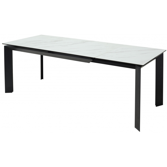 Стеклянный стол Cremona 140 KL-99 белый мрамор матовый / итальянская керамика / черный