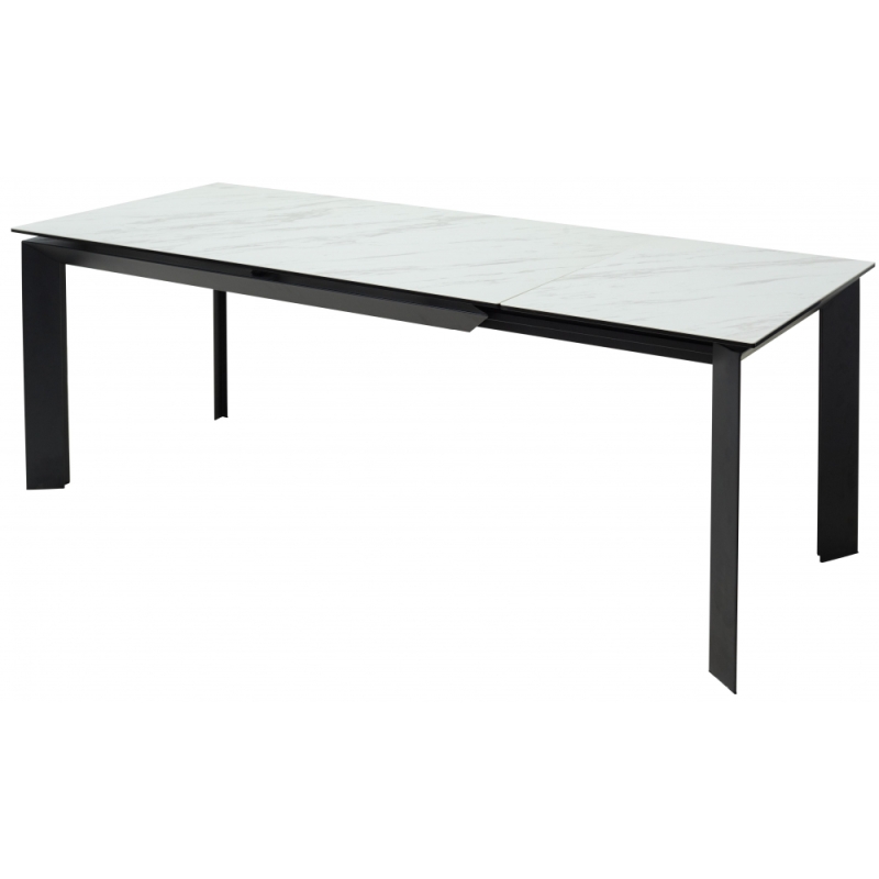 Стеклянный стол Cremona 140 KL-99 белый мрамор матовый / итальянская керамика / черный