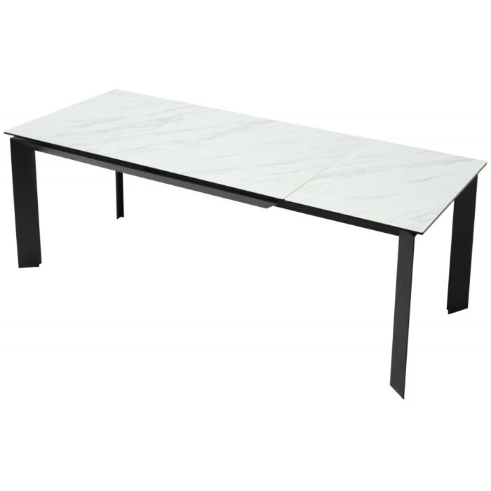 Стеклянный стол Cremona 140 KL-99 белый мрамор матовый / итальянская керамика / черный