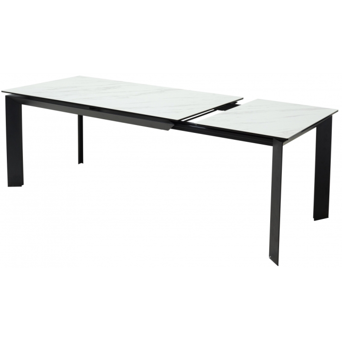 Стеклянный стол Cremona 140 KL-99 белый мрамор матовый / итальянская керамика / черный