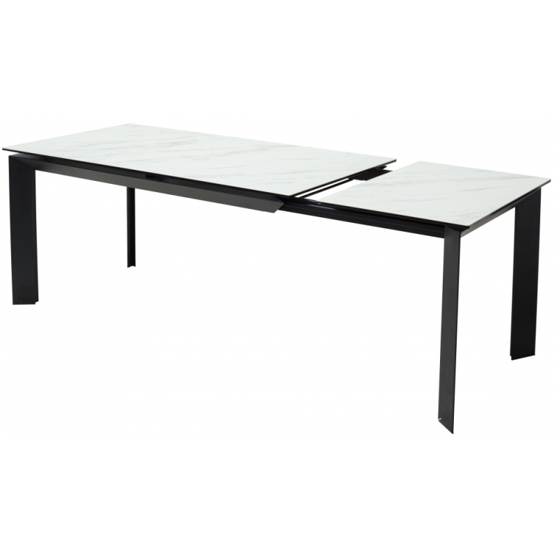 Стеклянный стол Cremona 140 KL-99 белый мрамор матовый / итальянская керамика / черный