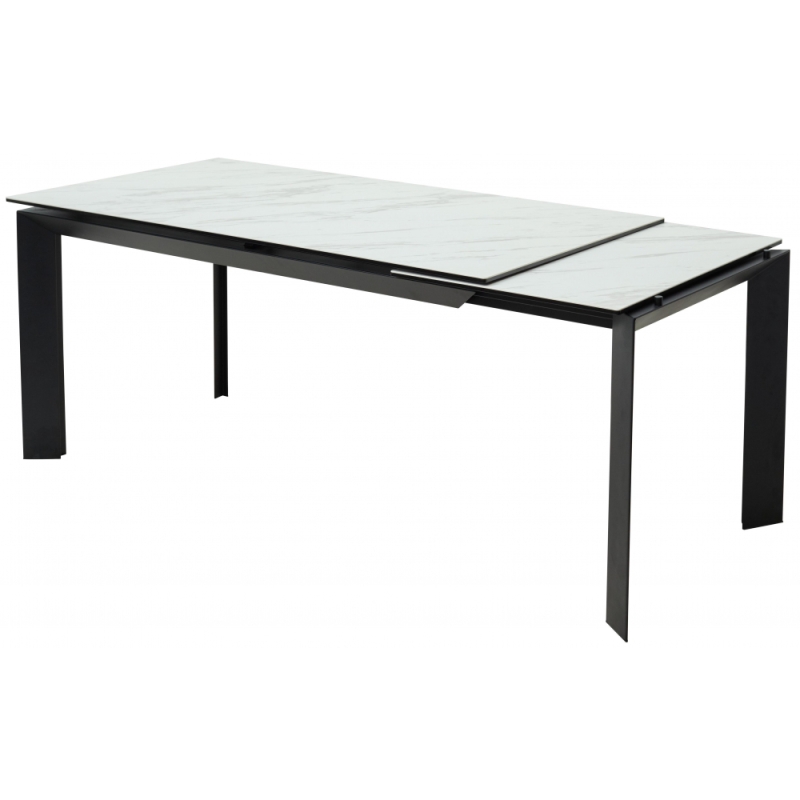 Стеклянный стол Cremona 140 KL-99 белый мрамор матовый / итальянская керамика / черный