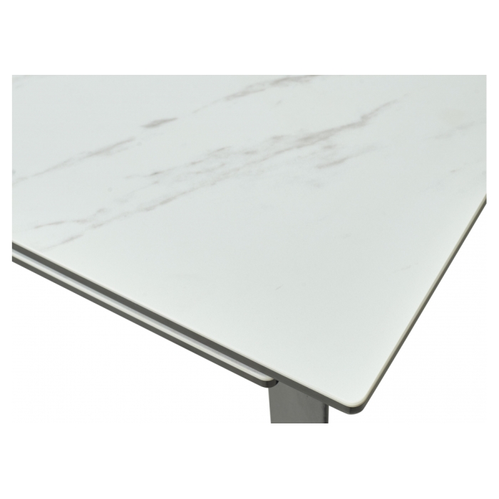 Стеклянный стол Cremona 140 KL-99 белый мрамор матовый / итальянская керамика / черный