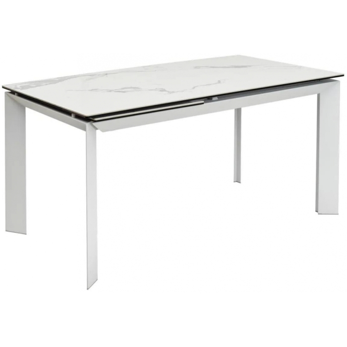 Стеклянный стол Cremona 140 matte statuario белый мрамор матовый / белый