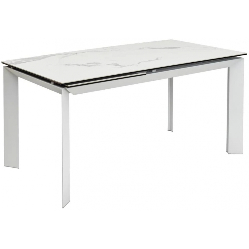 Стеклянный стол Cremona 140 matte statuario белый мрамор матовый / белый
