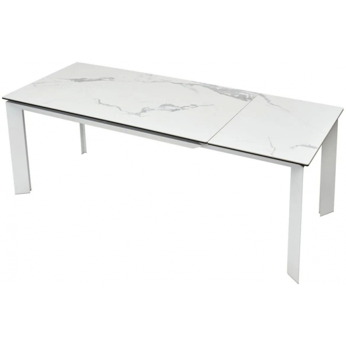 Стеклянный стол Cremona 140 matte statuario белый мрамор матовый / белый