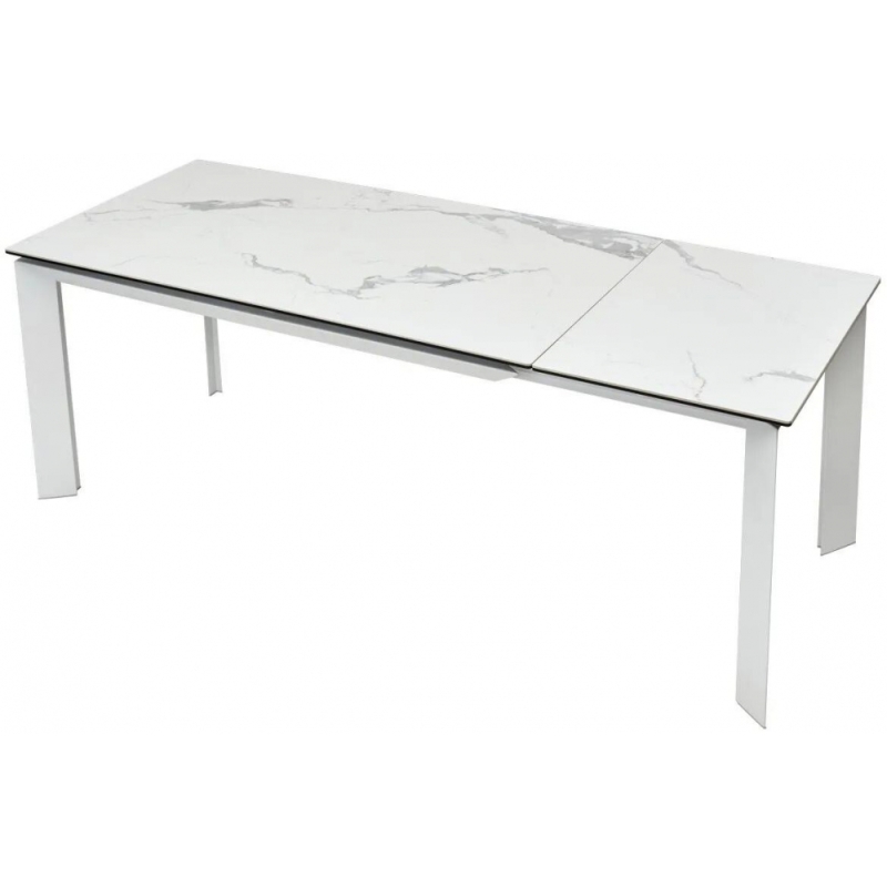 Стеклянный стол Cremona 140 matte statuario белый мрамор матовый / белый