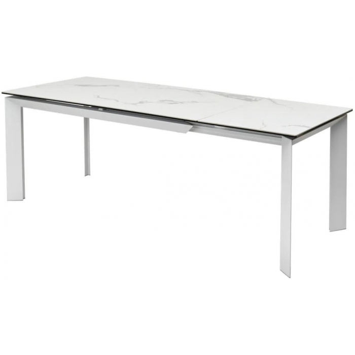 Стеклянный стол Cremona 140 matte statuario белый мрамор матовый / белый