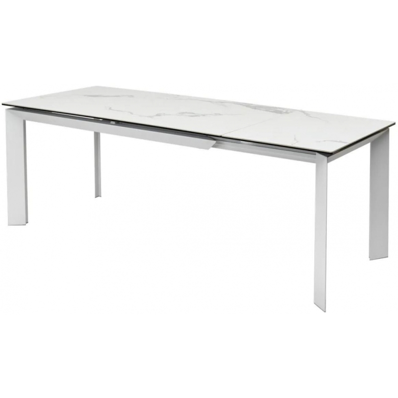 Стеклянный стол Cremona 140 matte statuario белый мрамор матовый / белый