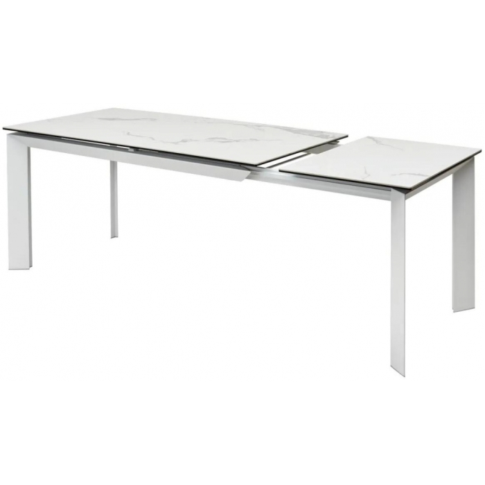 Стеклянный стол Cremona 140 matte statuario белый мрамор матовый / белый