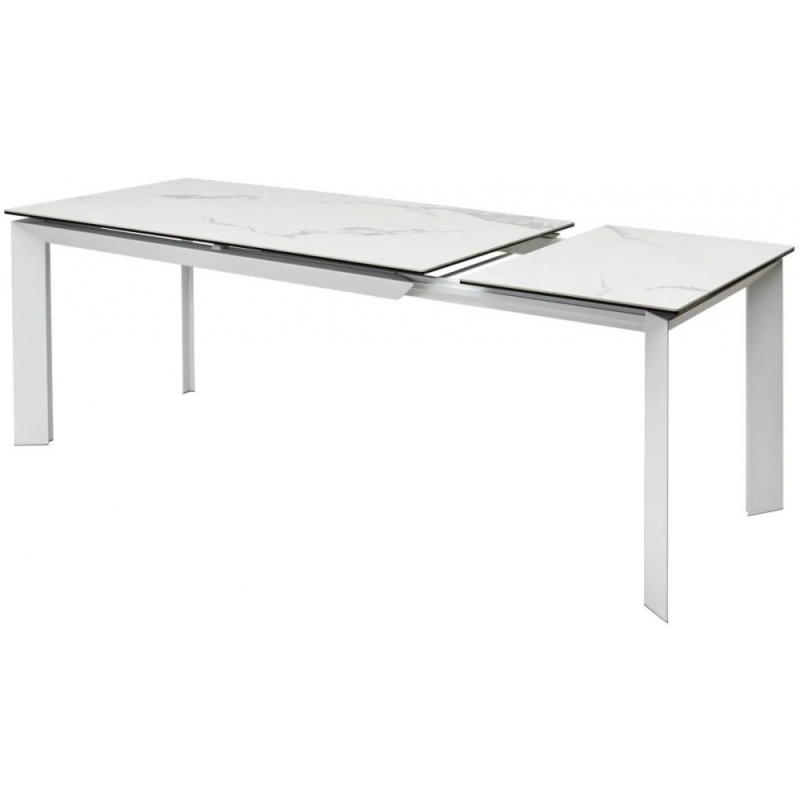 Стеклянный стол Cremona 140 matte statuario белый мрамор матовый / белый