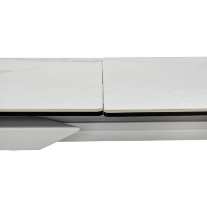 Стеклянный стол Cremona 140 matte statuario белый мрамор матовый / белый