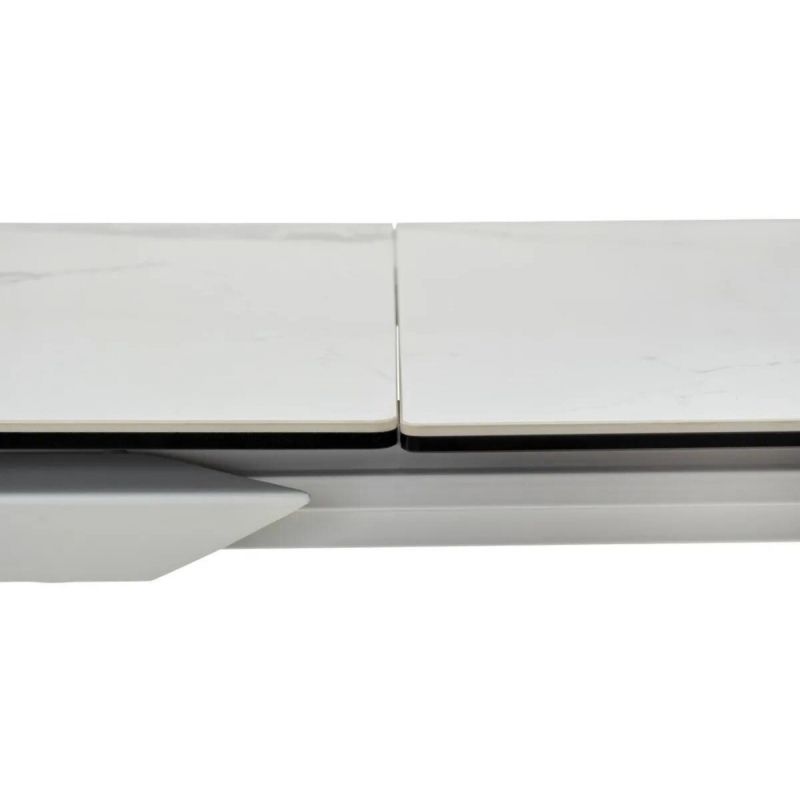 Стеклянный стол Cremona 140 matte statuario белый мрамор матовый / белый