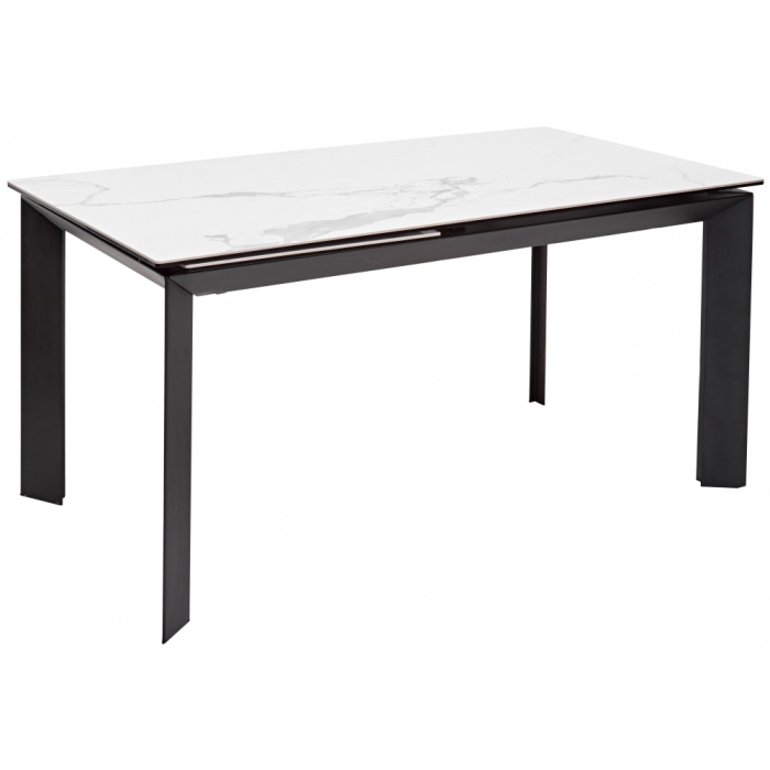 Стеклянный стол Cremona 140 matte statuario белый мрамор матовый / черный