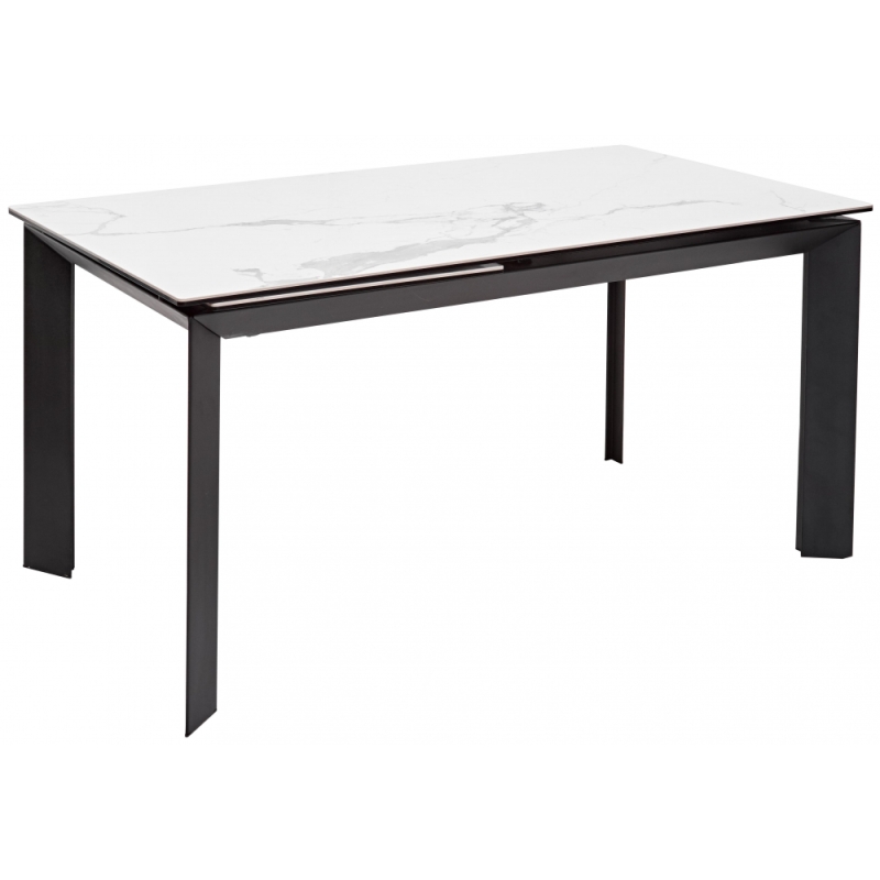 Стеклянный стол Cremona 140 matte statuario белый мрамор матовый / черный