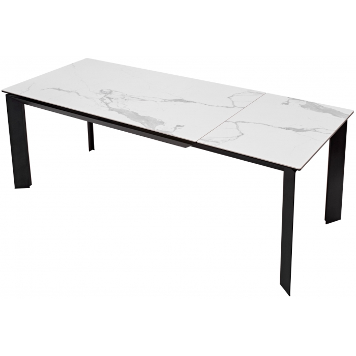 Стеклянный стол Cremona 140 matte statuario белый мрамор матовый / черный