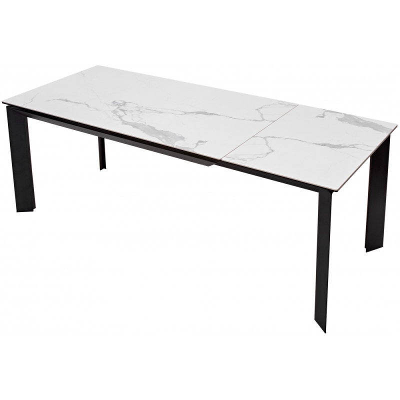 Стеклянный стол Cremona 140 matte statuario белый мрамор матовый / черный