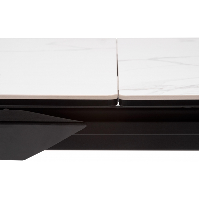 Стеклянный стол Cremona 140 matte statuario белый мрамор матовый / черный