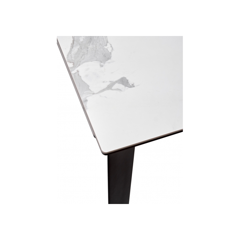 Стеклянный стол Cremona 140 matte statuario белый мрамор матовый / черный