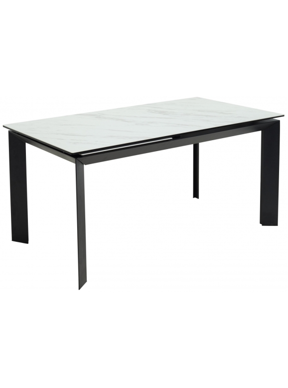 Стеклянный стол Cremona 180 KL-99 белый мрамор матовый / итальянская керамика / черный