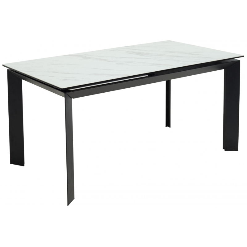 Стеклянный стол Cremona 180 KL-99 белый мрамор матовый / итальянская керамика / черный