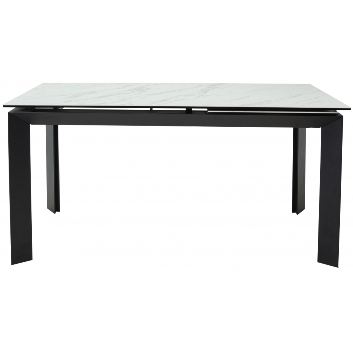 Стеклянный стол Cremona 180 KL-99 белый мрамор матовый / итальянская керамика / черный