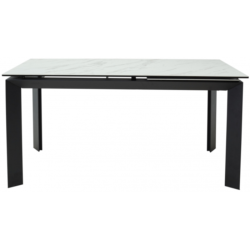 Стеклянный стол Cremona 180 KL-99 белый мрамор матовый / итальянская керамика / черный