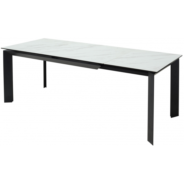 Стеклянный стол Cremona 180 KL-99 белый мрамор матовый / итальянская керамика / черный