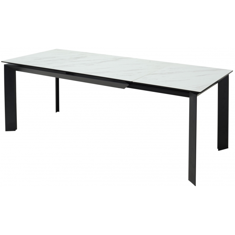 Стеклянный стол Cremona 180 KL-99 белый мрамор матовый / итальянская керамика / черный