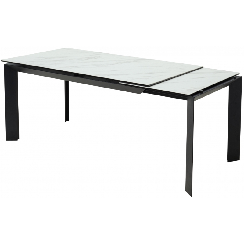 Стеклянный стол Cremona 180 KL-99 белый мрамор матовый / итальянская керамика / черный