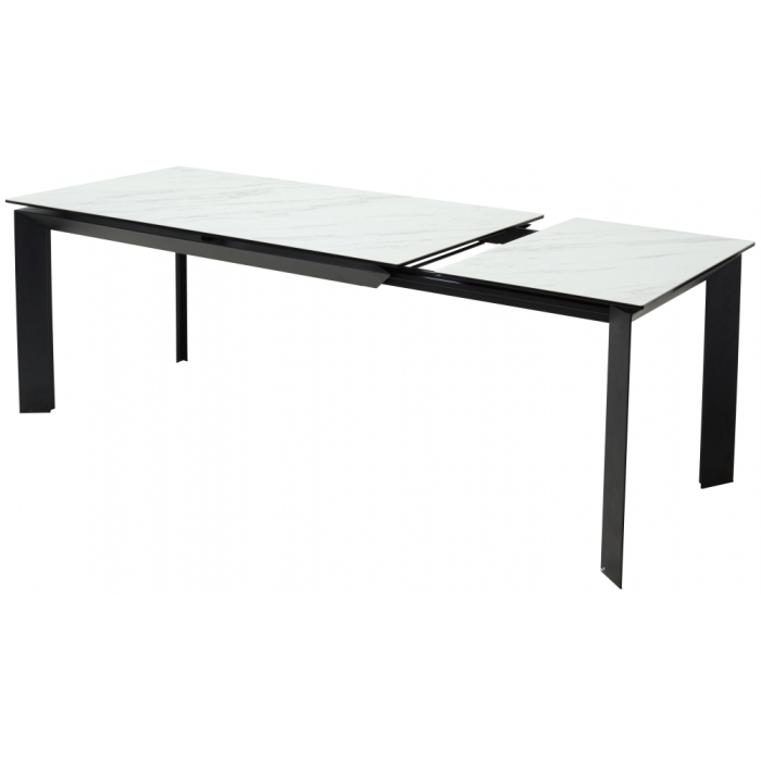 Стеклянный стол Cremona 180 KL-99 белый мрамор матовый / итальянская керамика / черный