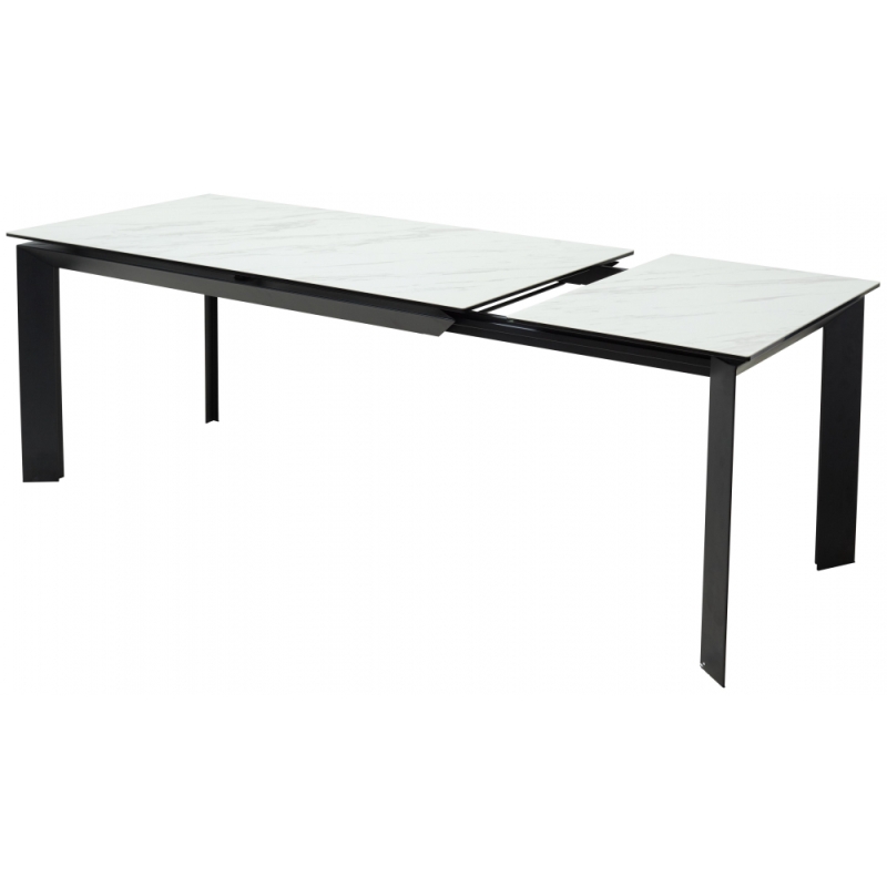 Стеклянный стол Cremona 180 KL-99 белый мрамор матовый / итальянская керамика / черный
