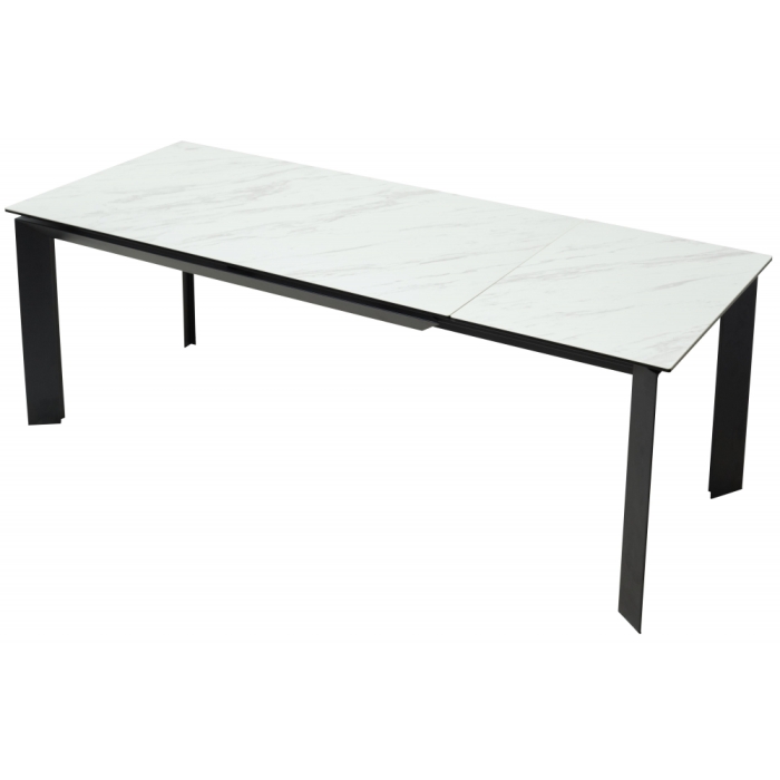 Стеклянный стол Cremona 180 KL-99 белый мрамор матовый / итальянская керамика / черный