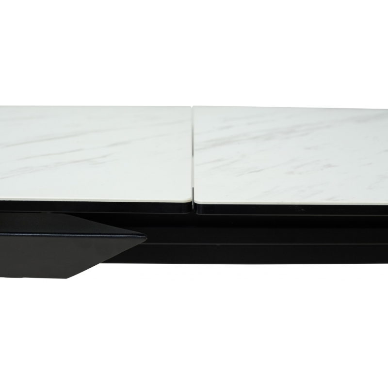 Стеклянный стол Cremona 180 KL-99 белый мрамор матовый / итальянская керамика / черный