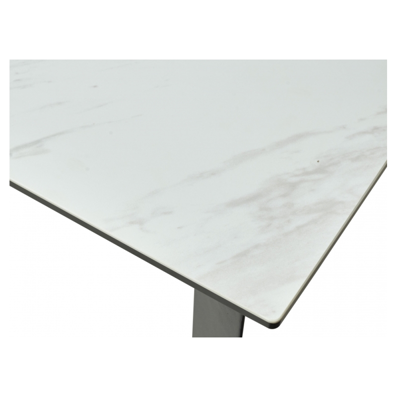 Стеклянный стол Cremona 180 KL-99 белый мрамор матовый / итальянская керамика / черный