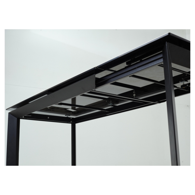 Стеклянный стол Cremona 180 KL-99 белый мрамор матовый / итальянская керамика / черный