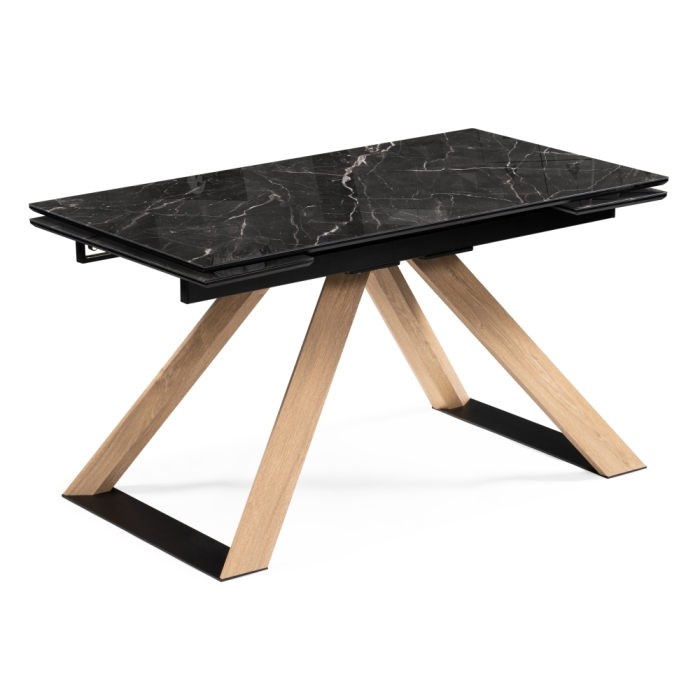 Стеклянный стол Гарднер 140х80х76 черный / дуб монтана