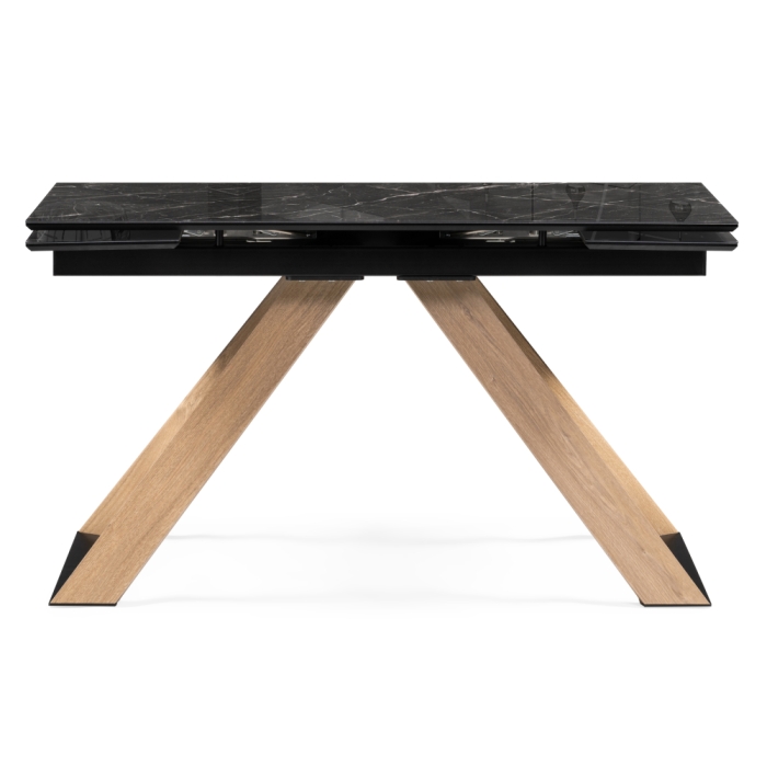 Стеклянный стол Гарднер 140х80х76 черный / дуб монтана