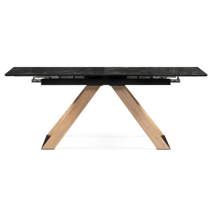 Стеклянный стол Гарднер 140х80х76 черный / дуб монтана