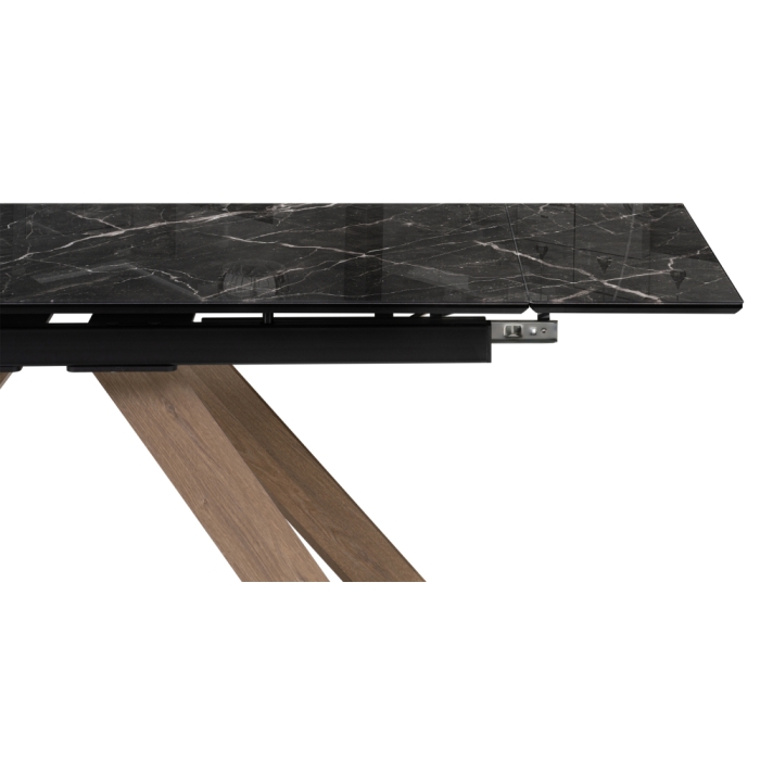 Стеклянный стол Гарднер 140х80х76 черный / дуб монтана