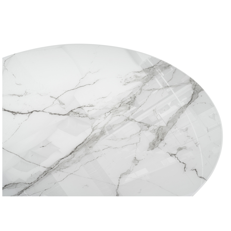 Стеклянный стол Калипсо 110х75 белый мрамор / черный