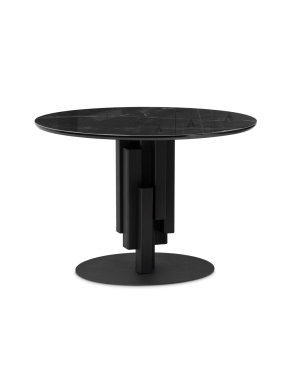 Стеклянный стол Калипсо 110х75 черный мрамор / черный