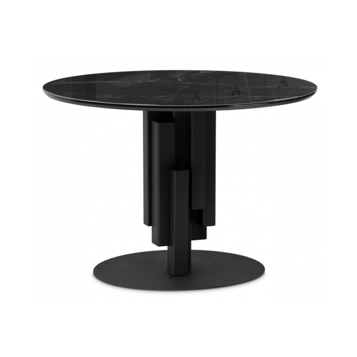 Стеклянный стол Калипсо 110х75 черный мрамор / черный