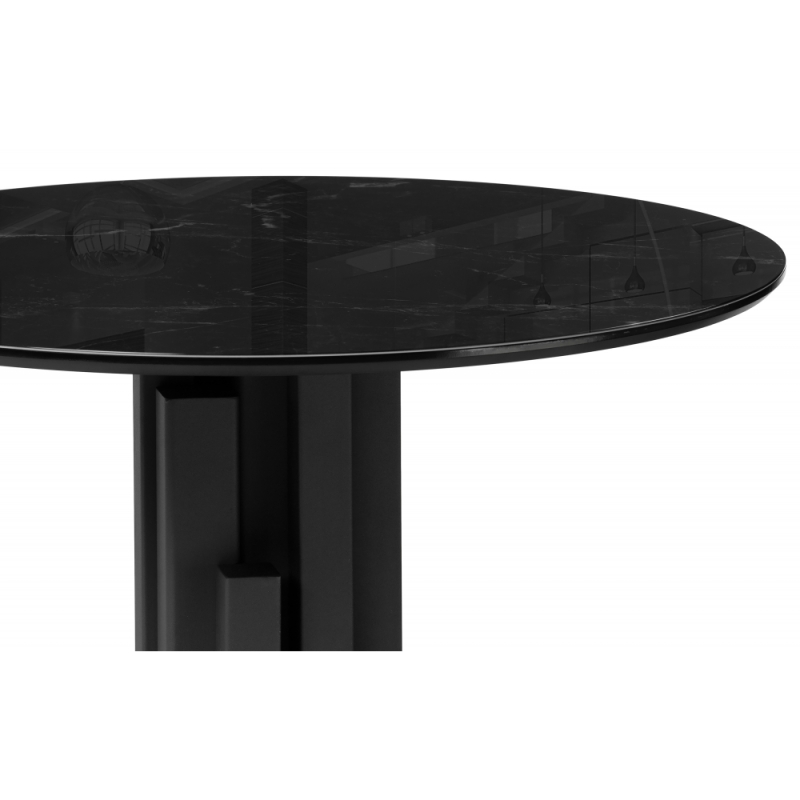 Стеклянный стол Калипсо 110х75 черный мрамор / черный