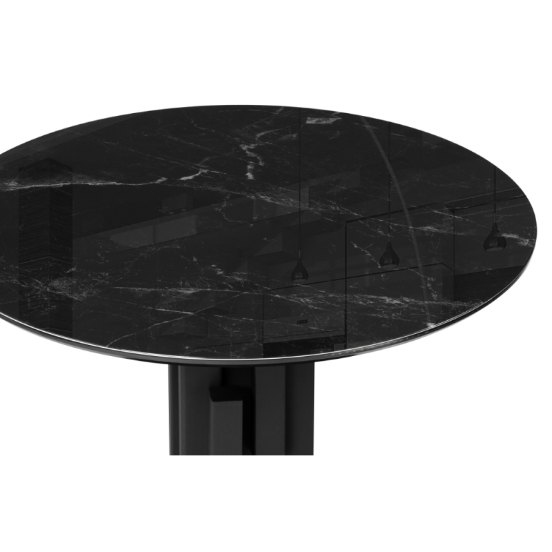 Стеклянный стол Калипсо 110х75 черный мрамор / черный