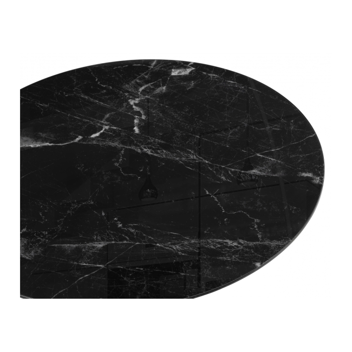 Стеклянный стол Калипсо 110х75 черный мрамор / черный