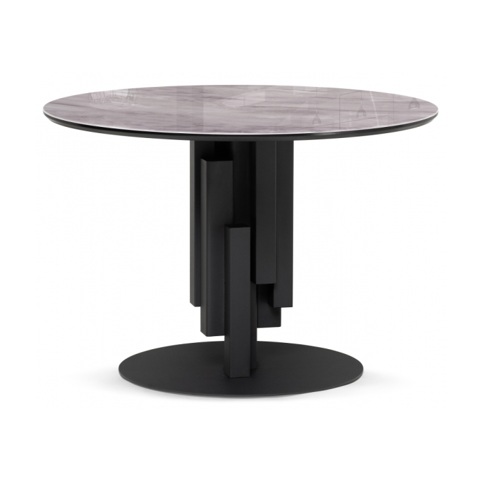 Стеклянный стол Калипсо 110х75 серый мрамор / черный