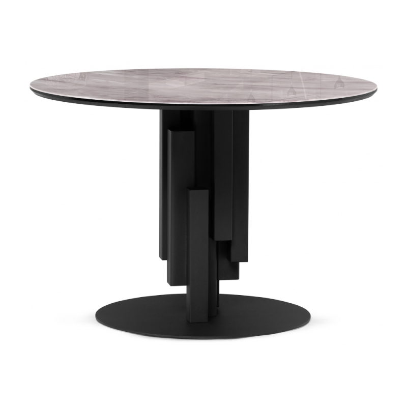 Стеклянный стол Калипсо 110х75 серый мрамор / черный