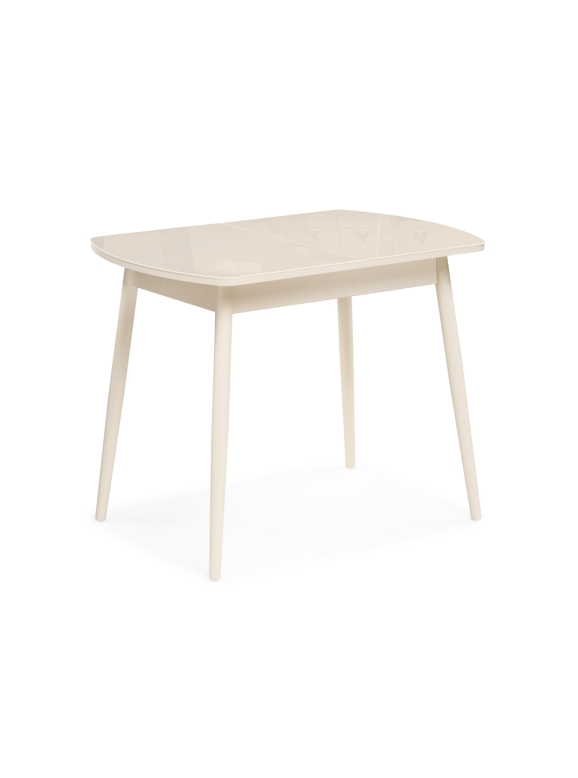 Стеклянный стол Калверт 94(126)х64х75 кремовый